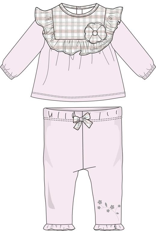 Tutto Piccolo Girls Pink And Grey Tartan Leggings Set AW25