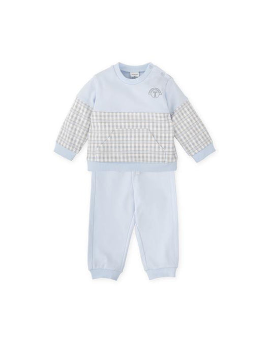 Tutto Piccolo Boys Sky Blue And Check Tracksuit AW25