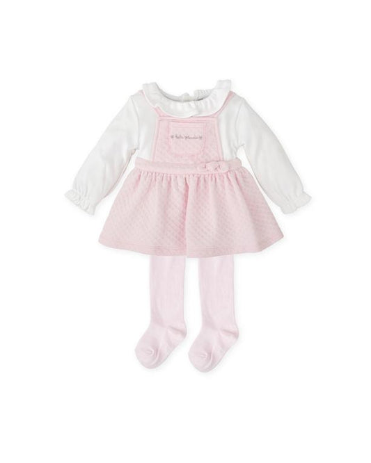 Tutto Piccolo Girls Pink Mock Pinafore Dress And Tights AW25