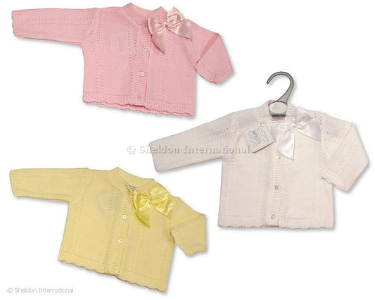 Nursery Time Girls Knitted Lemon Cardigan With Bow