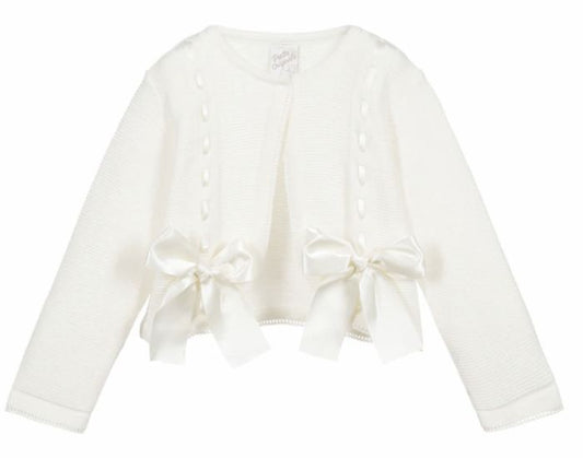 Pretty Originals Girls Ribbon Cardigan With Bows In Pink or White