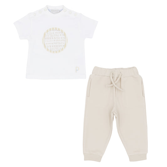 Pastels & Co Boys Joggers And T-Shirt Set Lennon (Beige) SS25